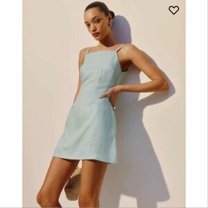 Reformation Phillipa Linen Dress in Aquamarine